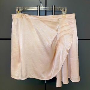 Pastel Pink Wrap Satin Skirt